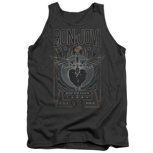 AN OFFCIALLY LICENSED BON JOVI KEEP THE FAITH ADULT UNISEX TANK TOP CHARCOAL