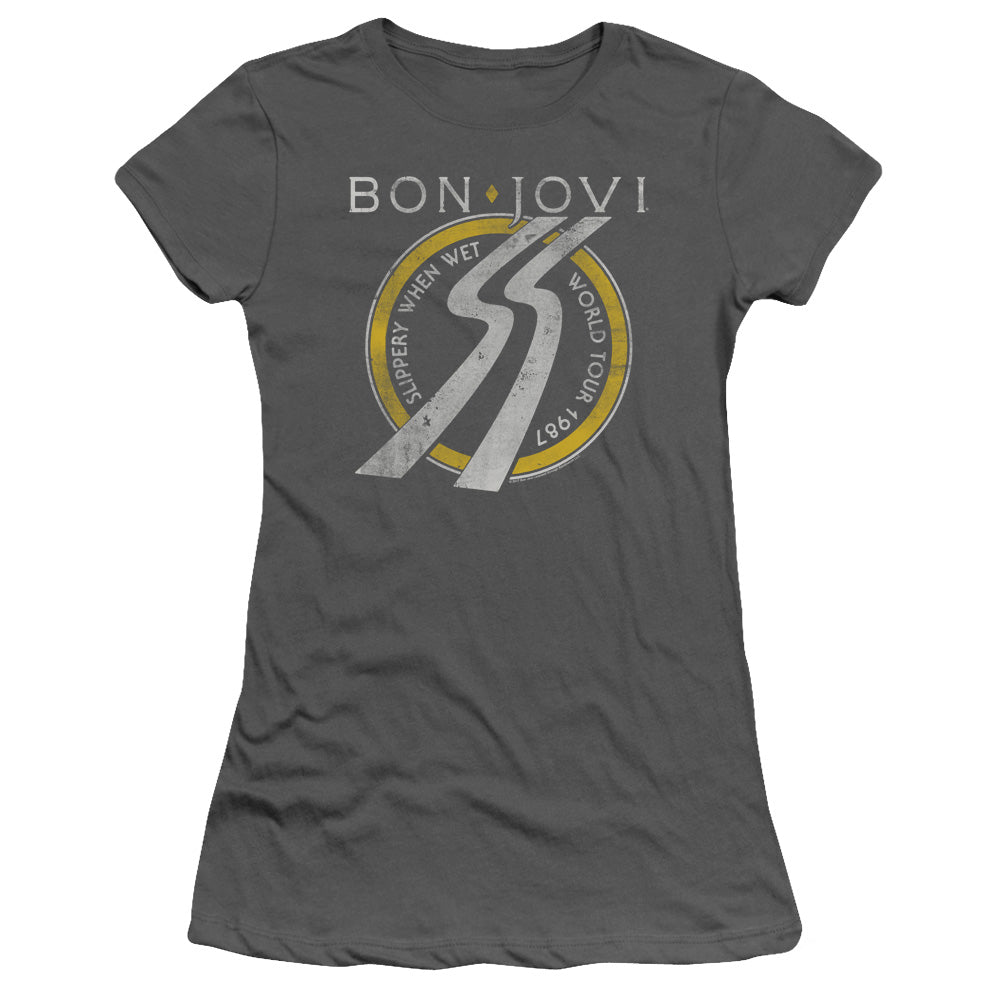 Bon Jovi Slippery When Wet World Tour Licensed Women's T-Shirt Juniors SM-2X
