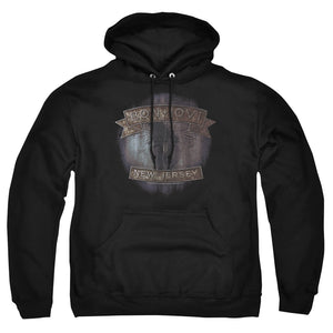 AN OFFCIALLY LICENSED BON JOVI NEW JERSEY ADULT UNISEX PULLOVER HOODIE BLACK