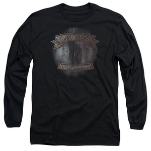 AN OFFCIALLY LICENSED BON JOVI NEW JERSEY MEN'S LONG SLEEVE T-SHIRT BLACK
