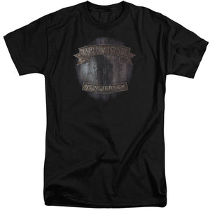 AN OFFCIALLY LICENSED BON JOVI NEW JERSEY MEN'S TALL FIT T-SHIRT BLACK