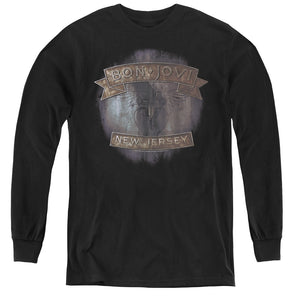 AN OFFCIALLY LICENSED BON JOVI NEW JERSEY YOUTH LONG SLEEVE T-SHIRT BLACK