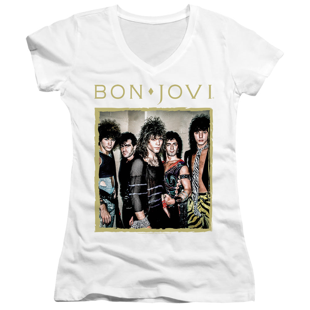 Bon Jovi Framed Licensed Women's T-Shirt Juniors V-Neck SM