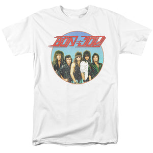 AN OFFCIALLY LICENSED BON JOVI BON SPHERE MEN'S REGULAR FIT T-SHIRT WHITE