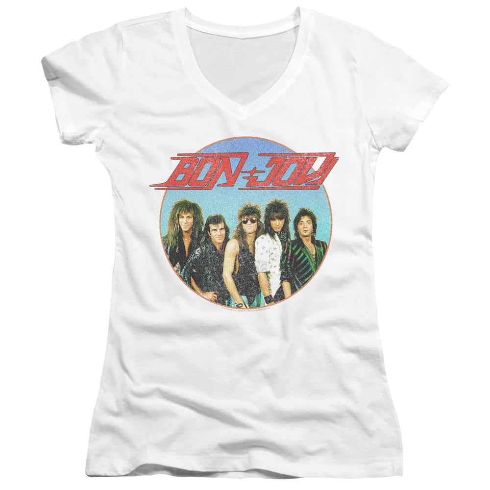 Bon Jovi Bon Sphere Licensed Women's T-Shirt Juniors V-Neck SM