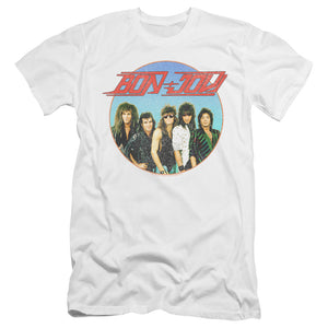 AN OFFCIALLY LICENSED BON JOVI BON SPHERE MEN'S PREMIUM SLIM FIT T-SHIRT WHITE