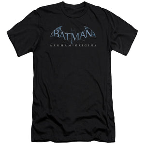 AN OFFCIALLY LICENSED BATMAN ARKHAM ORIGINS LOGO MEN'S PREMIUM SLIM FIT T-SHIRT BLACK