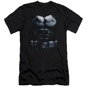 AN OFFCIALLY LICENSED BATMAN ARKHAM ORIGINS UNIFORM MEN'S PREMIUM SLIM FIT T-SHIRT BLACK