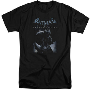 AN OFFCIALLY LICENSED BATMAN ARKHAM ORIGINS PERCHED CAT MEN'S TALL FIT T-SHIRT BLACK