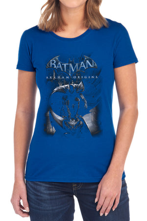 AN OFFCIALLY LICENSED BATMAN ARKHAM ORIGINS PERCHED CAT WOMEN'S REGULAR FIT T-SHIRT BLACK