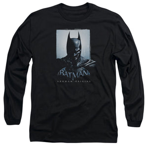 AN OFFCIALLY LICENSED BATMAN ARKHAM ORIGINS TWO SIDES MEN'S LONG SLEEVE T-SHIRT BLACK