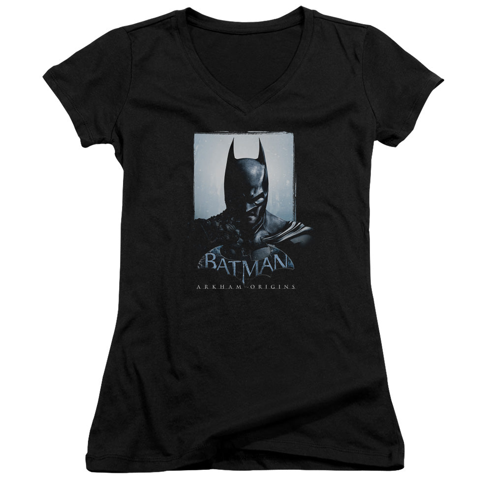 Batman Arkham Origins Two Sides Licensed Women's T-Shirt Juniors V-Neck SM