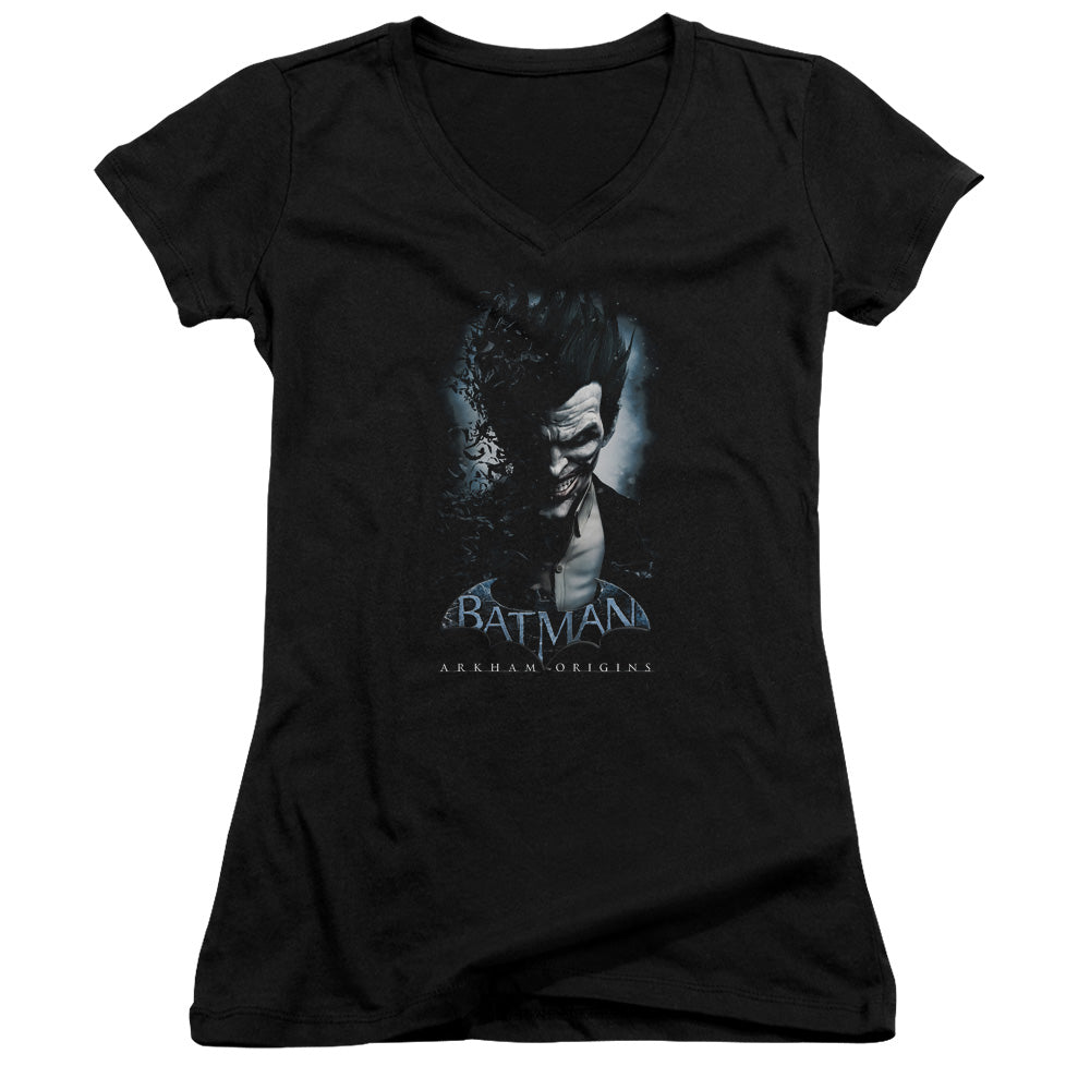 Batman Arkham Origins Joker Licensed Women's T-Shirt Juniors V-Neck SM