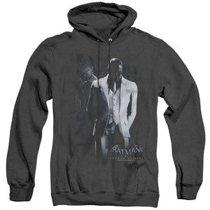 AN OFFCIALLY LICENSED BATMAN ARKHAM ORIGINS BLACK MASK ADULT UNISEX HEATHER PULLOVER HOODIE BLACK