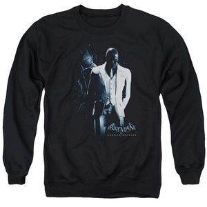 AN OFFCIALLY LICENSED BATMAN ARKHAM ORIGINS BLACK MASK ADULT UNISEX CREWNECK SWEATSHIRT BLACK
