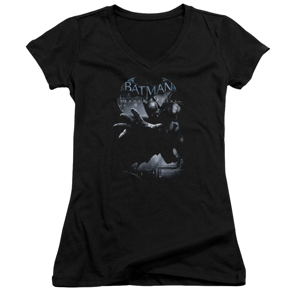 Batman Arkham Origins Out Of The Shadows Licensed Women's T-Shirt Juniors V-Neck