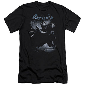AN OFFCIALLY LICENSED BATMAN ARKHAM ORIGINS OUT OF THE SHADOWS MEN'S PREMIUM SLIM FIT T-SHIRT BLACK