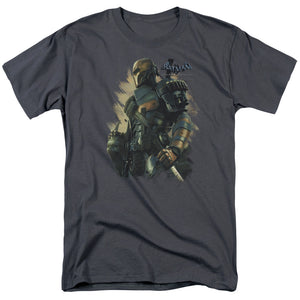 AN OFFCIALLY LICENSED BATMAN ARKHAM ORIGINS DEATHSTROKE MEN'S REGULAR FIT T-SHIRT CHARCOAL