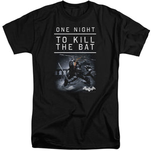 AN OFFCIALLY LICENSED BATMAN ARKHAM ORIGINS ONE NIGHT MEN'S TALL FIT T-SHIRT BLACK