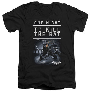 AN OFFCIALLY LICENSED BATMAN ARKHAM ORIGINS ONE NIGHT MEN'S V-NECK T-SHIRT BLACK