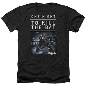 AN OFFCIALLY LICENSED BATMAN ARKHAM ORIGINS ONE NIGHT MEN'S HEATHER T-SHIRT CHARCOAL