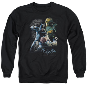 AN OFFCIALLY LICENSED BATMAN ARKHAM ORIGINS PUNCH ADULT UNISEX CREWNECK SWEATSHIRT BLACK