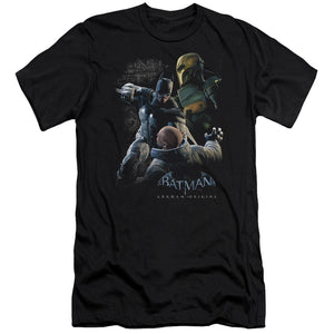 AN OFFCIALLY LICENSED BATMAN ARKHAM ORIGINS PUNCH MEN'S PREMIUM SLIM FIT T-SHIRT BLACK