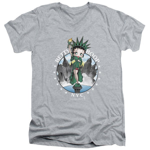 AN OFFCIALLY LICENSED BETTY BOOP NYC MEN'S V-NECK T-SHIRT ATHLETIC HEATHER