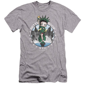 AN OFFCIALLY LICENSED BETTY BOOP NYC MEN'S PREMIUM SLIM FIT T-SHIRT ATHLETIC HEATHER