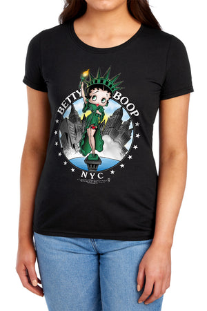 AN OFFCIALLY LICENSED BETTY BOOP NYC WOMEN'S REGULAR FIT T-SHIRT BLACK
