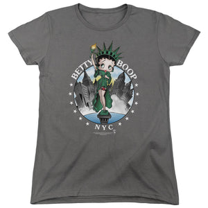 AN OFFCIALLY LICENSED BETTY BOOP NYC WOMEN'S REGULAR FIT T-SHIRT CHARCOAL