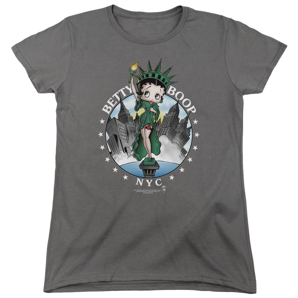 AN OFFCIALLY LICENSED BETTY BOOP NYC WOMEN'S REGULAR FIT T-SHIRT CHARCOAL