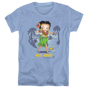AN OFFCIALLY LICENSED BETTY BOOP HULA HONEY WOMEN'S REGULAR FIT T-SHIRT CAROLINA BLUE