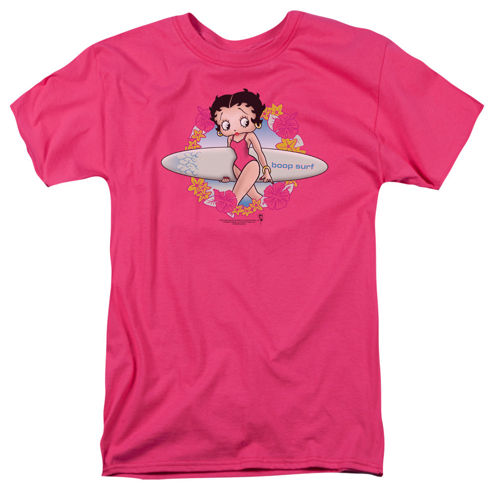 AN OFFCIALLY LICENSED BETTY BOOP SURF MEN'S REGULAR FIT T-SHIRT HOT PINK