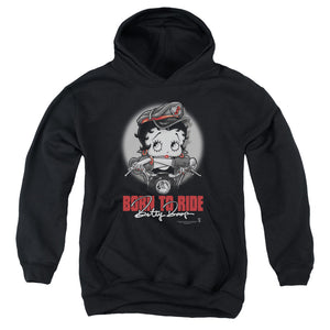 AN OFFCIALLY LICENSED BETTY BOOP BORN TO RIDE YOUTH HOODIE BLACK