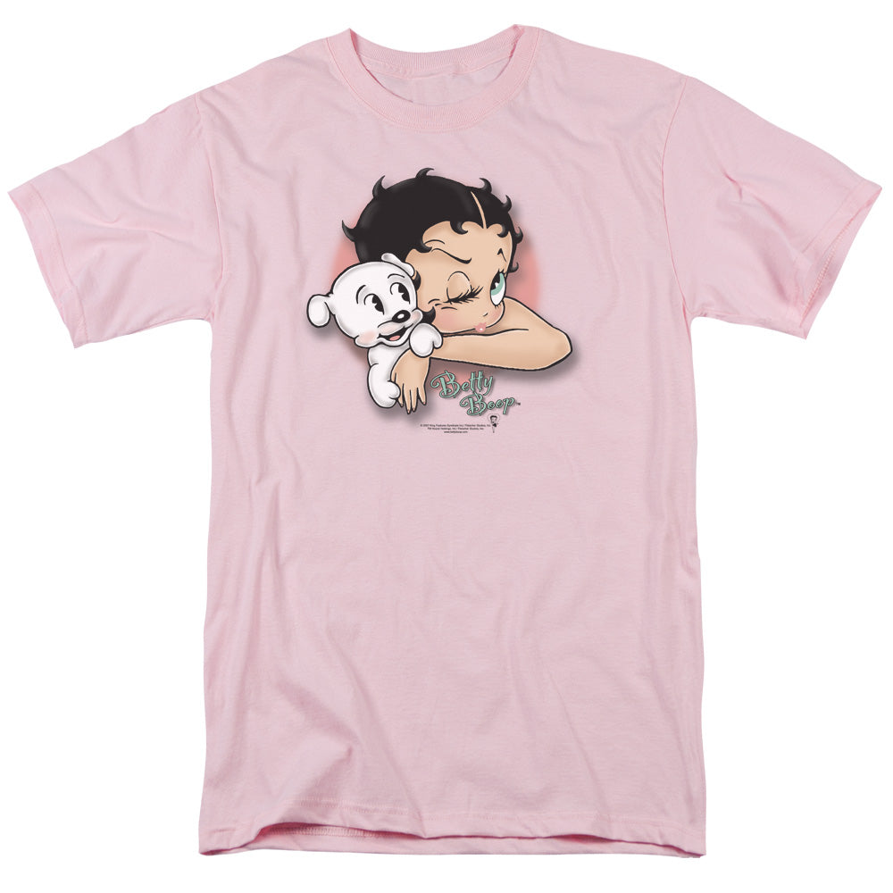 AN OFFCIALLY LICENSED BETTY BOOP WINK WINK MEN'S REGULAR FIT T-SHIRT PINK