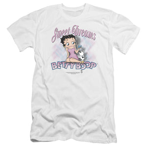 AN OFFCIALLY LICENSED BETTY BOOP SWEET DREAMS MEN'S PREMIUM SLIM FIT T-SHIRT WHITE