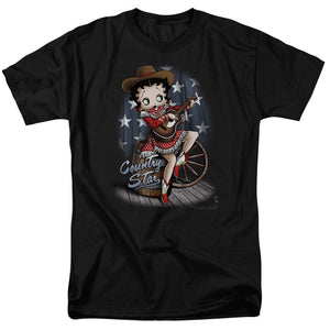 AN OFFCIALLY LICENSED BETTY BOOP COUNTRY STAR MEN'S REGULAR FIT T-SHIRT BLACK