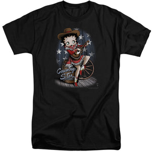 AN OFFCIALLY LICENSED BETTY BOOP COUNTRY STAR MEN'S TALL FIT T-SHIRT BLACK