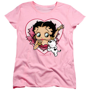 AN OFFCIALLY LICENSED BETTY BOOP I LOVE BETTY WOMEN'S REGULAR FIT T-SHIRT PINK