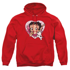 AN OFFCIALLY LICENSED BETTY BOOP I LOVE BETTY ADULT UNISEX PULLOVER HOODIE RED