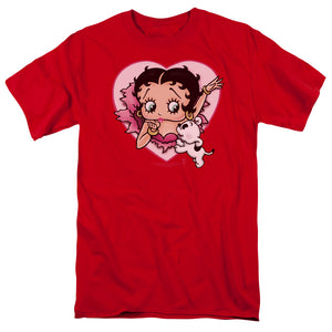 AN OFFCIALLY LICENSED BETTY BOOP I LOVE BETTY MEN'S REGULAR FIT T-SHIRT RED