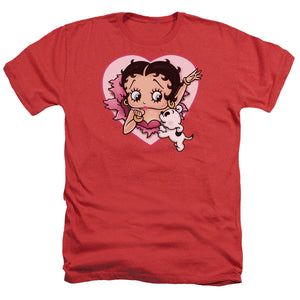 AN OFFCIALLY LICENSED BETTY BOOP I LOVE BETTY MEN'S HEATHER T-SHIRT RED