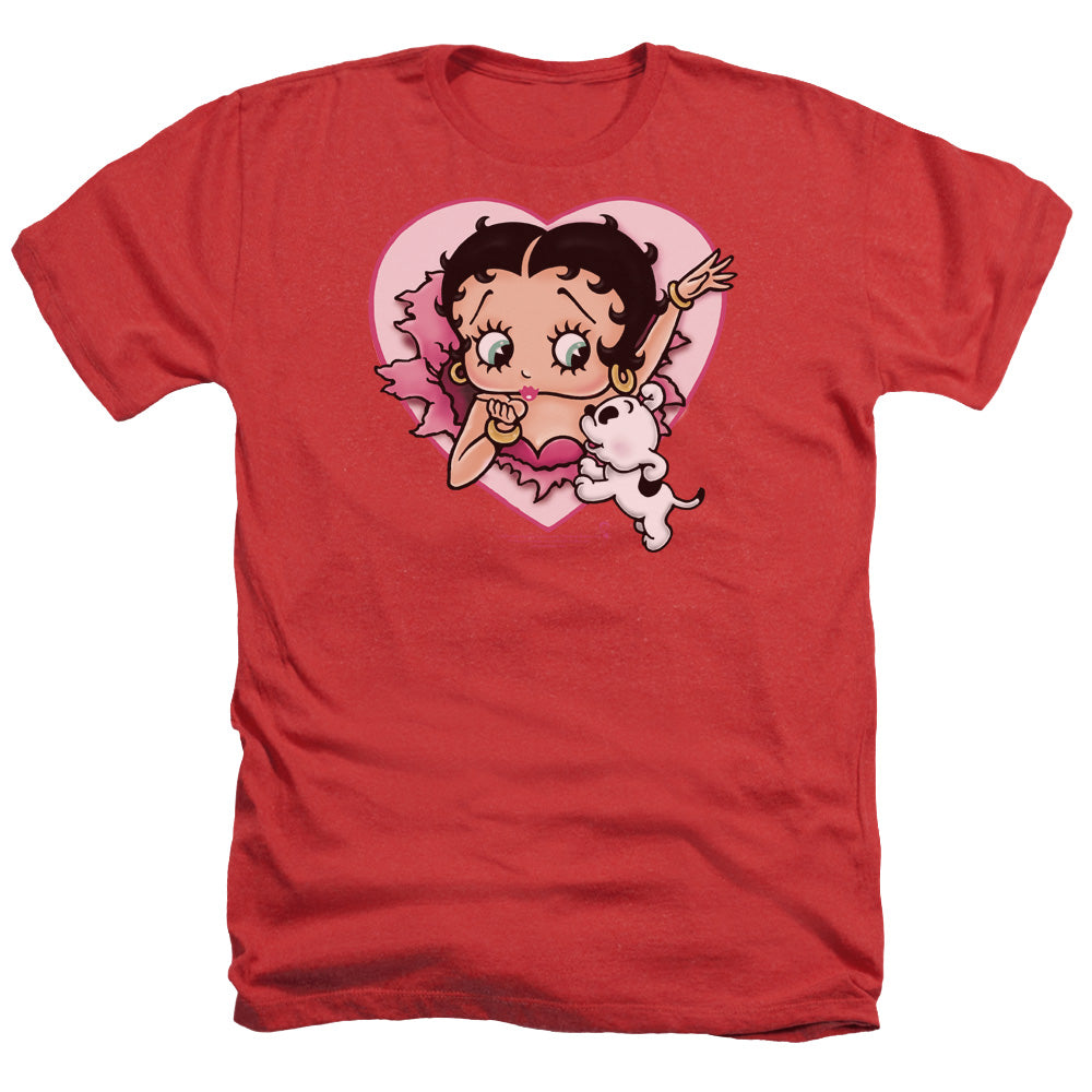 AN OFFCIALLY LICENSED BETTY BOOP I LOVE BETTY MEN'S HEATHER T-SHIRT RED