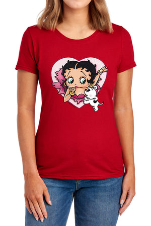 AN OFFCIALLY LICENSED BETTY BOOP I LOVE BETTY WOMEN'S REGULAR FIT T-SHIRT RED