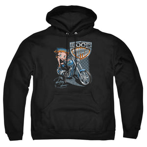 AN OFFCIALLY LICENSED BETTY BOOP CHOPPERS ADULT UNISEX PULLOVER HOODIE BLACK