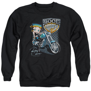 AN OFFCIALLY LICENSED BETTY BOOP CHOPPERS ADULT UNISEX CREWNECK SWEATSHIRT BLACK