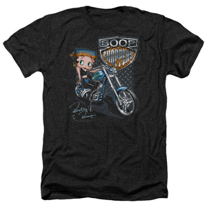 AN OFFCIALLY LICENSED BETTY BOOP CHOPPERS MEN'S HEATHER T-SHIRT CHARCOAL