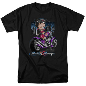 AN OFFCIALLY LICENSED BETTY BOOP CITY CHOPPER MEN'S REGULAR FIT T-SHIRT BLACK