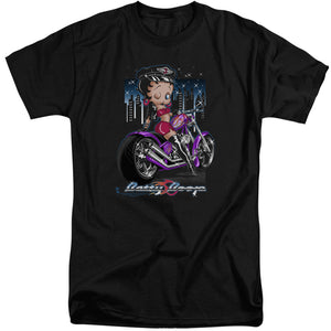 AN OFFCIALLY LICENSED BETTY BOOP CITY CHOPPER MEN'S TALL FIT T-SHIRT BLACK